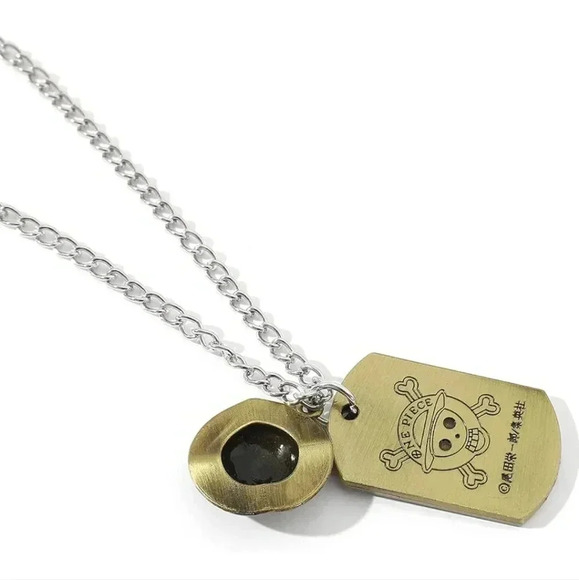 Otaku golden hat necklace charm one piece anime Luffy manga chain jewelry fashio - Picture 1 of 3